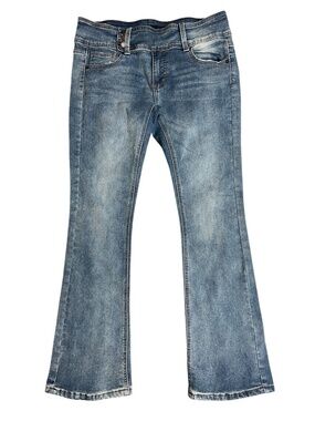 Simple Society Jeans Womens 13/31 Blue Denim Mid Rise Flare Pants